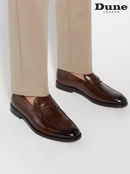 Dune London Brown Surrey Suede Penny Loafers (AK6880) | € 264