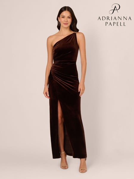 Adrianna Papell Velvet Column Brown Gown (AK7541) | € 217