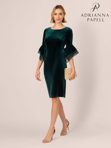 Adrianna Papell Velvet Bell Sleeve Short Dress (AK7542) | € 232