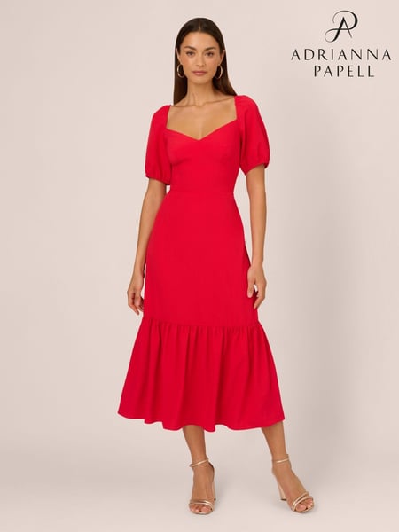 Adrianna Papell Puff Sleeve Midi Dress (AK7545) | € 217