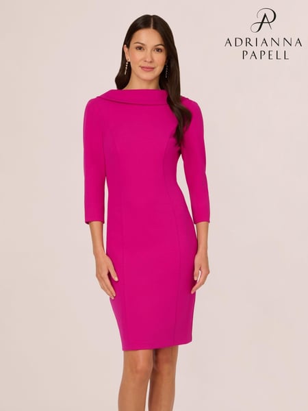 Adrianna Papell Rolled Neck Crepe Midi Dress (AK7552) | € 201