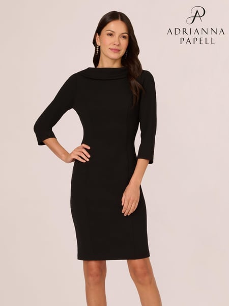 Adrianna Papell Rolled Neck Crepe Midi Dress (AK7556) | € 201