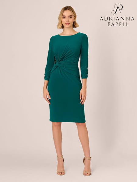 Adrianna Papell Green Boat Neck Sheath Short Dress (AK7562) | € 124