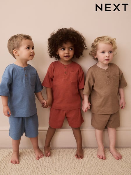 Multi Plain Short Pyjamas 3 Pack (9mths-10yrs) (AK8624) | € 31 - € 41