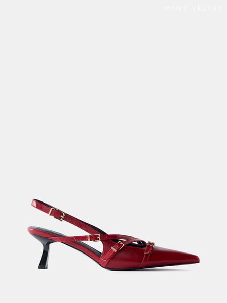 Mint Velvet Red Leather Slingback Shoes (AK9129) | € 186