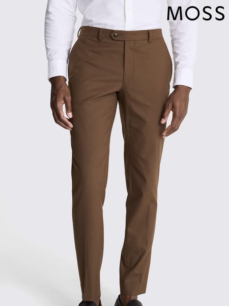 MOSS Brown Slim Fit Copper Flannel Trousers (AK9211) | € 125