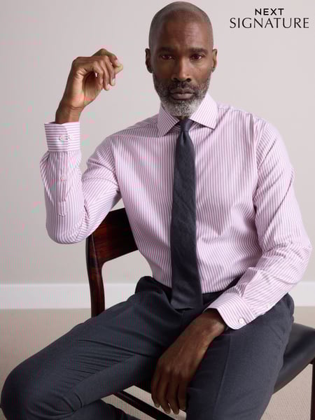 Coral Pink Bengal Slim Fit Signature 100% Cotton Bengal Stripe Shirt (AL0133) | € 66