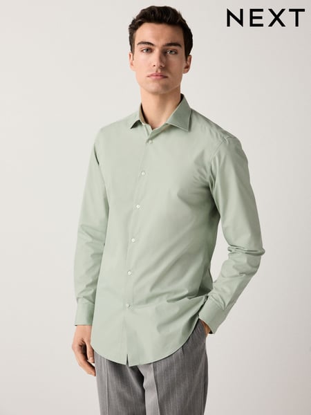 Green Slim Fit Easy Care Single Cuff Smart Shirt (AL0136) | € 33