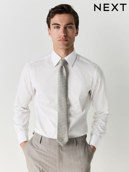 White/Green with Pocket Square Slim Fit Occasion Shirt And Tie Pack (AL0142) | € 66