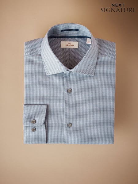 Blue Houndstooth Slim Fit Signature Premium Textured Shirt (AL0147) | € 66