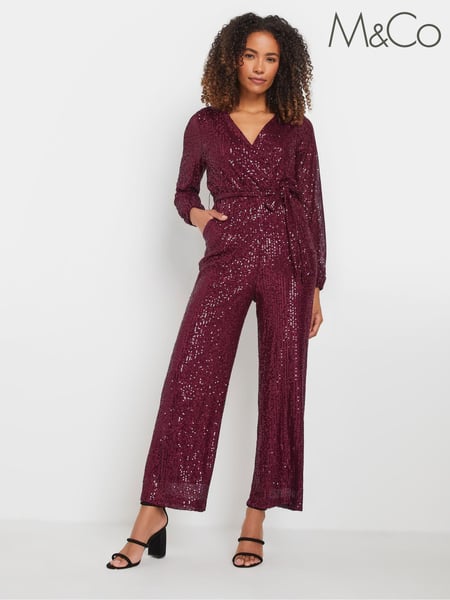 M&Co Red Sequin Wrap Jumpsuit (AL0888) | € 50