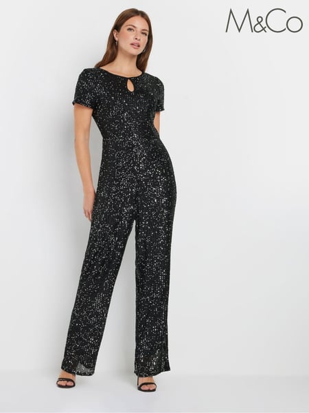 M&Co Silver Keyhole Sequin Jumpsuit (AL0901) | € 50