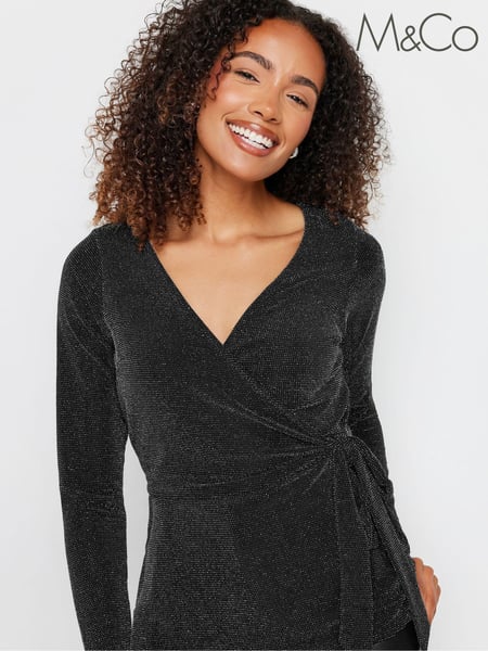 M&Co Black Brillo Wrap Top (AL0906) | € 51