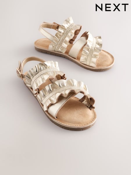 Gold Leather Ruffle Sandals (AL1414) | € 33 - € 43