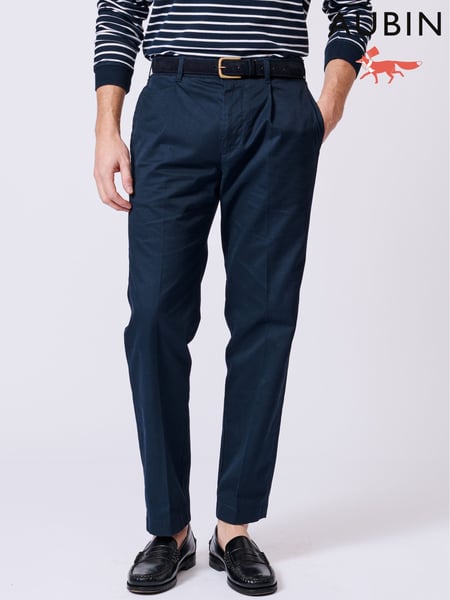 Aubin Blue Stickney Relaxed Fit 100% Cotton Trousers (AL1946) | € 186