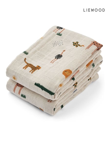 Liewood Natural 100%  Cotton Lewis Muslin Cloth 2 Pack (AL2520) | € 28