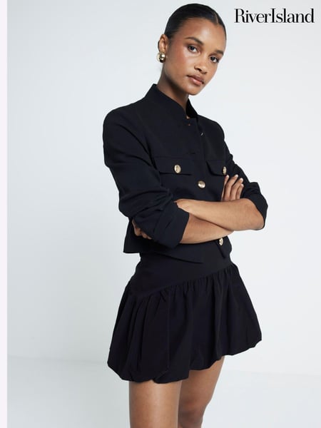 River Island Black Puff Ball Mini Skirt (AL3186) | € 27