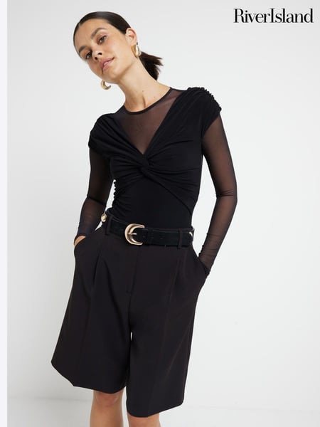 River Island Black Mesh Panel Detail Bodysuit (AL3302) | € 27
