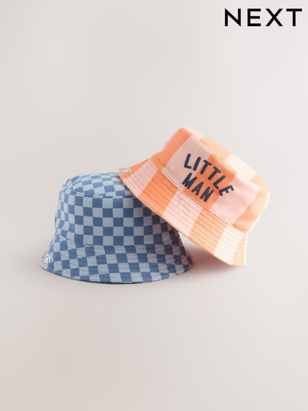 Orange Stripe / Blue Checkerboard Baby Bucket Hats 2 Pack (0mths-2yrs) (AL3842) | € 18