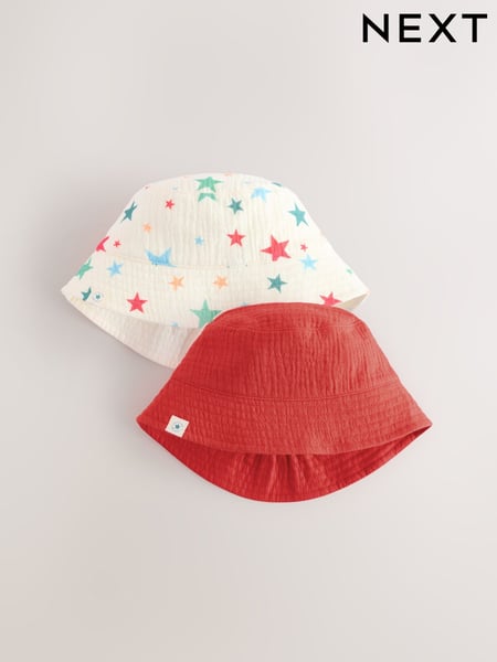 Red And Star Print Baby Bucket Hats 2 Pack (0mths-2yrs) (AL3844) | € 17
