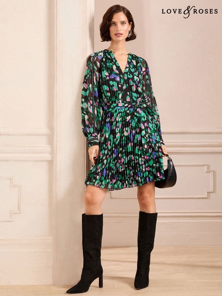 Love & Roses Black Animal Studded Mini Dress (AL3987) | € 97