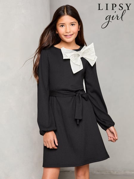 Lipsy Black Jersey Bow Detail Dress (5-16yrs) (5-16yrs) (AL4015) | € 29 - € 38