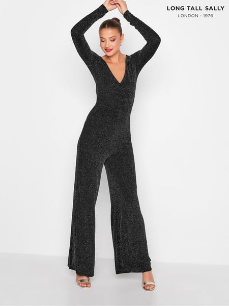 Long Tall Sally Black Sparkle Wrap Jumpsuit (AL4034) | € 73
