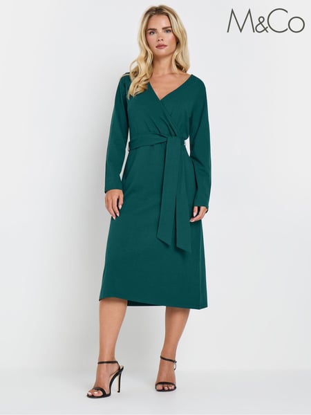 M&Co Blue Petite Plain Wrap Dress (AL4078) | € 59