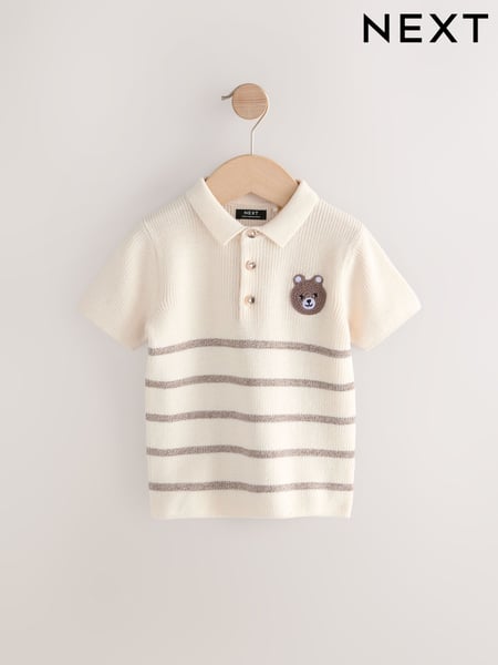 Neutral Bear Button Neck Knitted 100% Cotton Polo Shirt (3mths-7yrs) (AL5125) | € 18 - € 21
