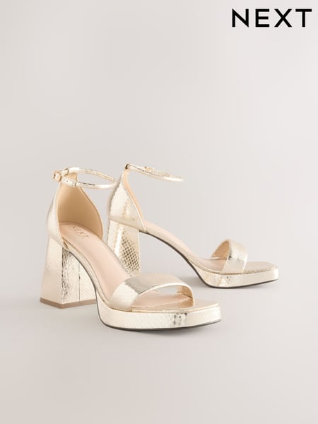 Gold Forever Comfort® Square Toe Platform Flare Heels (AL5361) | € 57