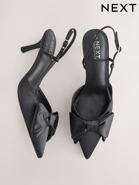 Black Forever Comfort® Point Toe Bow Slingback Heels (AL5564) | € 57