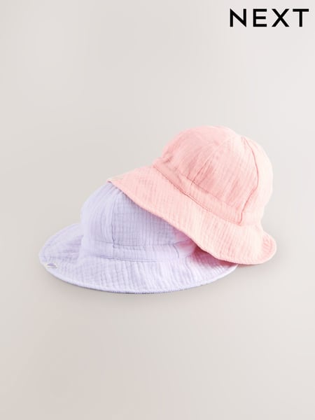 Pink/Lilac Baby 100% Cotton Summer Hat 2 Pack (0mths-2yrs) (AL5687) | € 18
