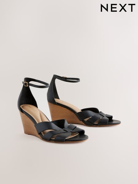 Schwarz - Forever Comfort® Premium Leather With Motionflex Strap Detail Wedges (AL5760) | 95 €