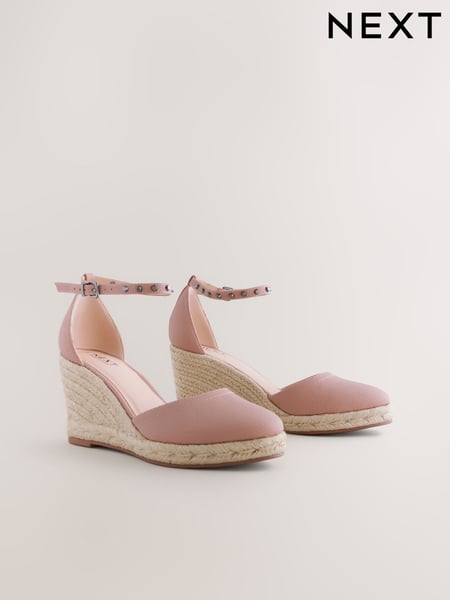 Pink Forever Comfort® Round Toe Espadrille Stud Detail Wedges (AL5771) | € 61