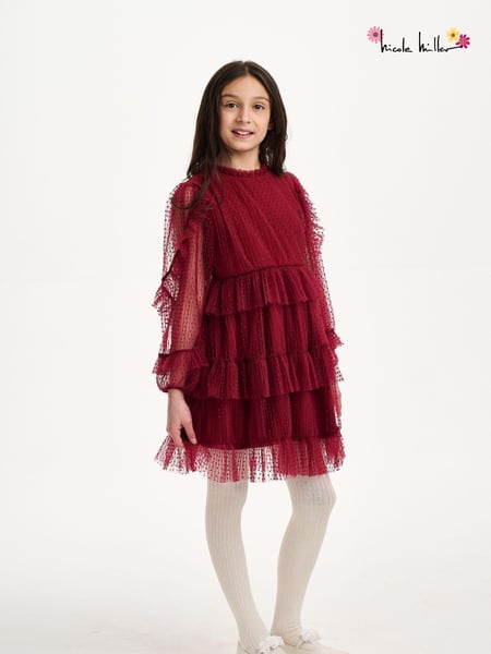 Nicole Miller Red Velvet Tiered 100% Cotton Dress (AL5875) | € 40 - € 44
