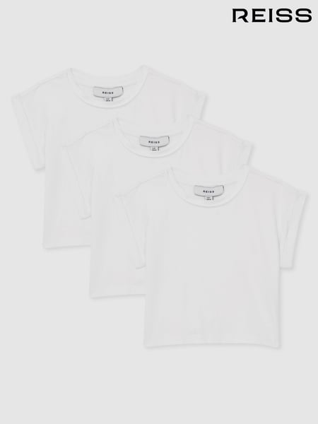 Reiss White Terry 3 Pack 4-9 yrs Cotton-Jersey Cropped T-Shirt 3 Pack (AL6665) | € 44