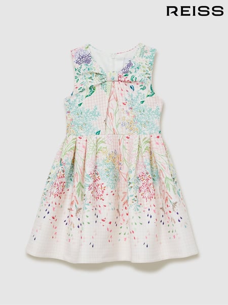 Reiss Pink Print Isabel 13-14 yrs Floral-Print Pleated Scuba Dress (AL6675) | € 83