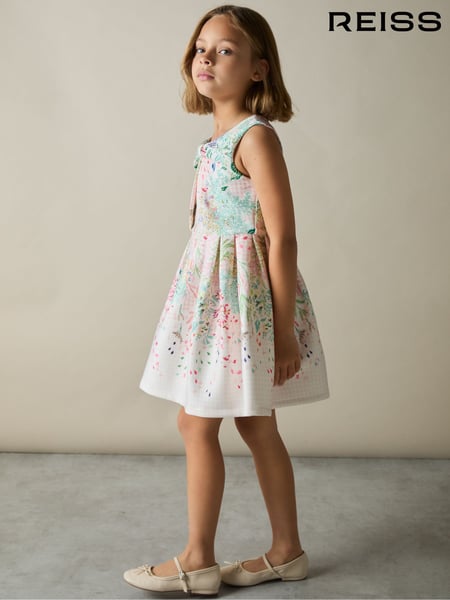 Reiss Pink Print Isabel 4-9 yrs Floral-Print Pleated Scuba Dress (AL6677) | € 70