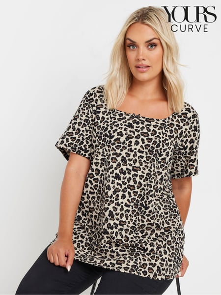 Yours Curve Natural Leopard Printed T-Shirt (AL6973) | € 37