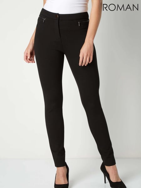 Roman Black Straight Leg Zip Detail Ponte Trousers (AL7070) | € 50
