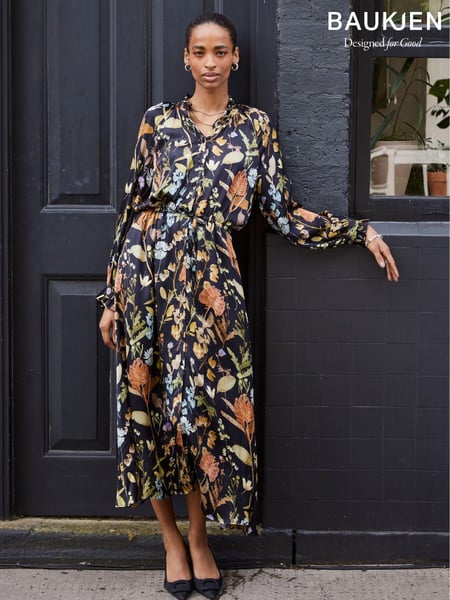 Baukjen Luna Printed Long Black Shirt Dress (AL7398) | € 155