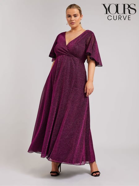 Yours Curve Pink London Metallic Wrap Maxi Dress (AL7713) | € 115