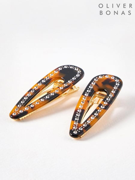 Oliver Bonas Brown Ricky Faux Tortoiseshell Resin Hair Clips Set of 2 (AL8081) | € 12