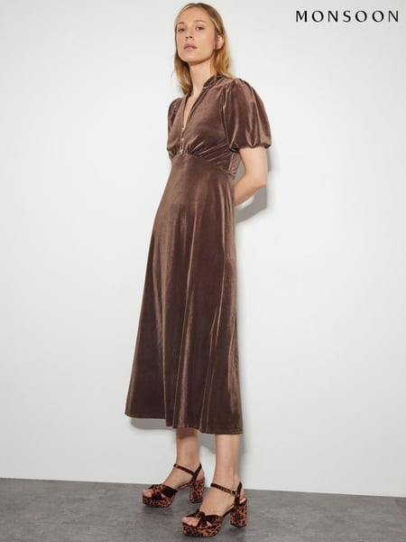 Monsoon Brown Veronique Bow Dress (AL8609) | € 86