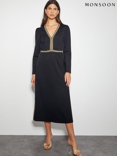 Monsoon Black Pora Ponte Jersey Midi Dress (AL8617) | € 69