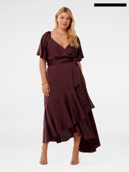 Forever New Purple Abbie Curve Asymmetrical Wrap Midi Dress (AL8864) | € 78