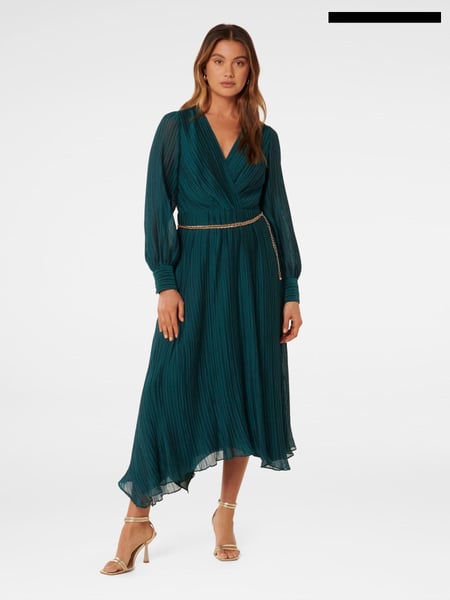Forever New Green Genevieve Crinkle Midi Dress (AL8902) | € 234