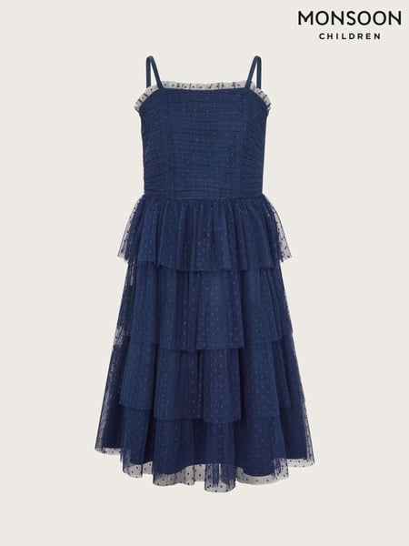 Monsoon Blue Inga Spot Tulle Prom Dress (AL8984) | € 37 - € 40