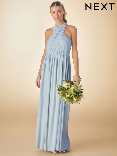 Dusky Blue Mesh Multiway Bridesmaid Wedding Maxi Dress (AL9592) | € 105