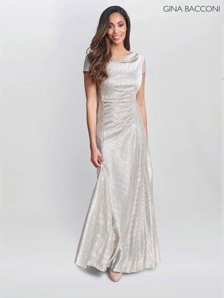 Gina Bacconi Natural Alivia Metallic Cowl Maxi Dress (AL9618) | € 437